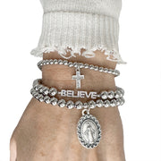 believe in the faith miraculous bracelet stack worn on wrist love lisa