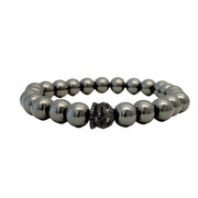 Bellissima Luxe Bracelet with polished gunmetal-tone beads and a sparkling pavé crystal rondelle centerpiece