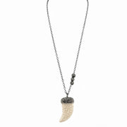 bianca howlite horn pendant necklace with white stone horn and crystal pave cap on gunmetal chain by Love Lisa