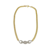 love lisa bianca pave link chain necklace in gold silver mix