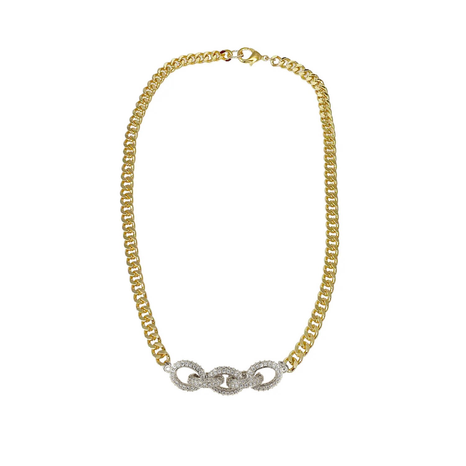 love lisa bianca pave link chain necklace in gold silver mix