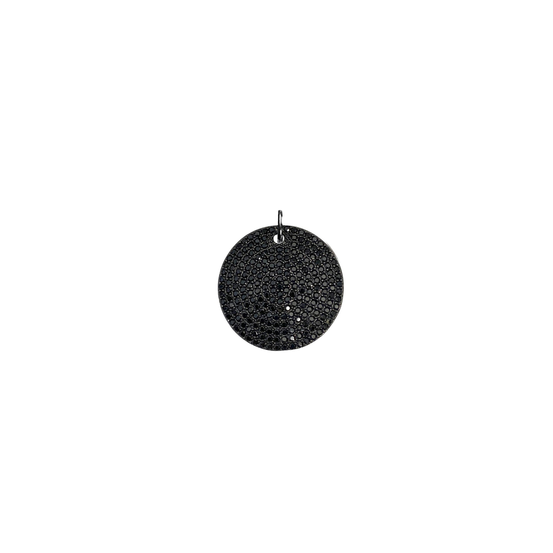 Black pavé crystal Bling Bling Disc Charm for statement jewelry