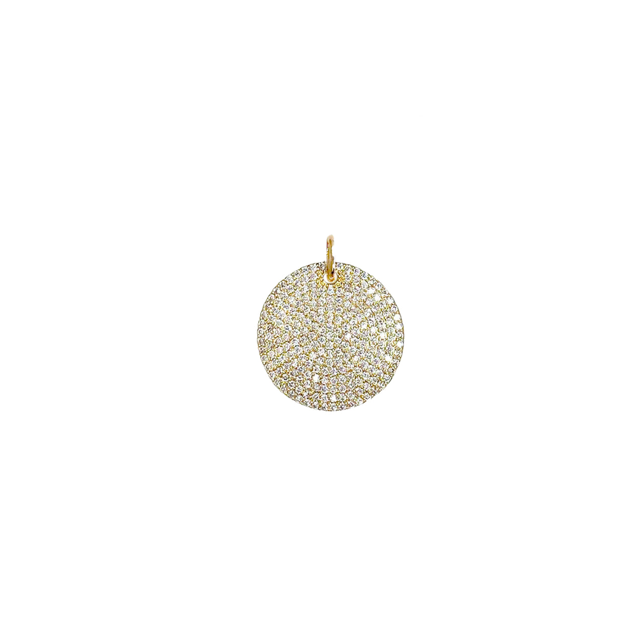 Gold crystal pavé Bling Bling Disc Charm with shimmering finish