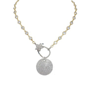 Bling Bling Disc Charm in silver on star clasp crystal necklace