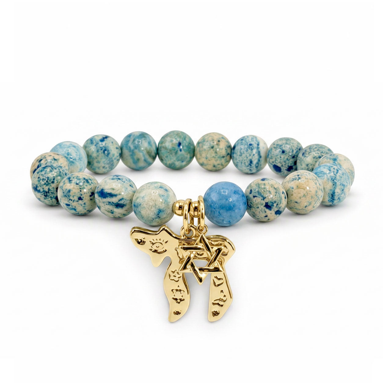 Chaya Chai & Star of David Gemstone Bracelet
