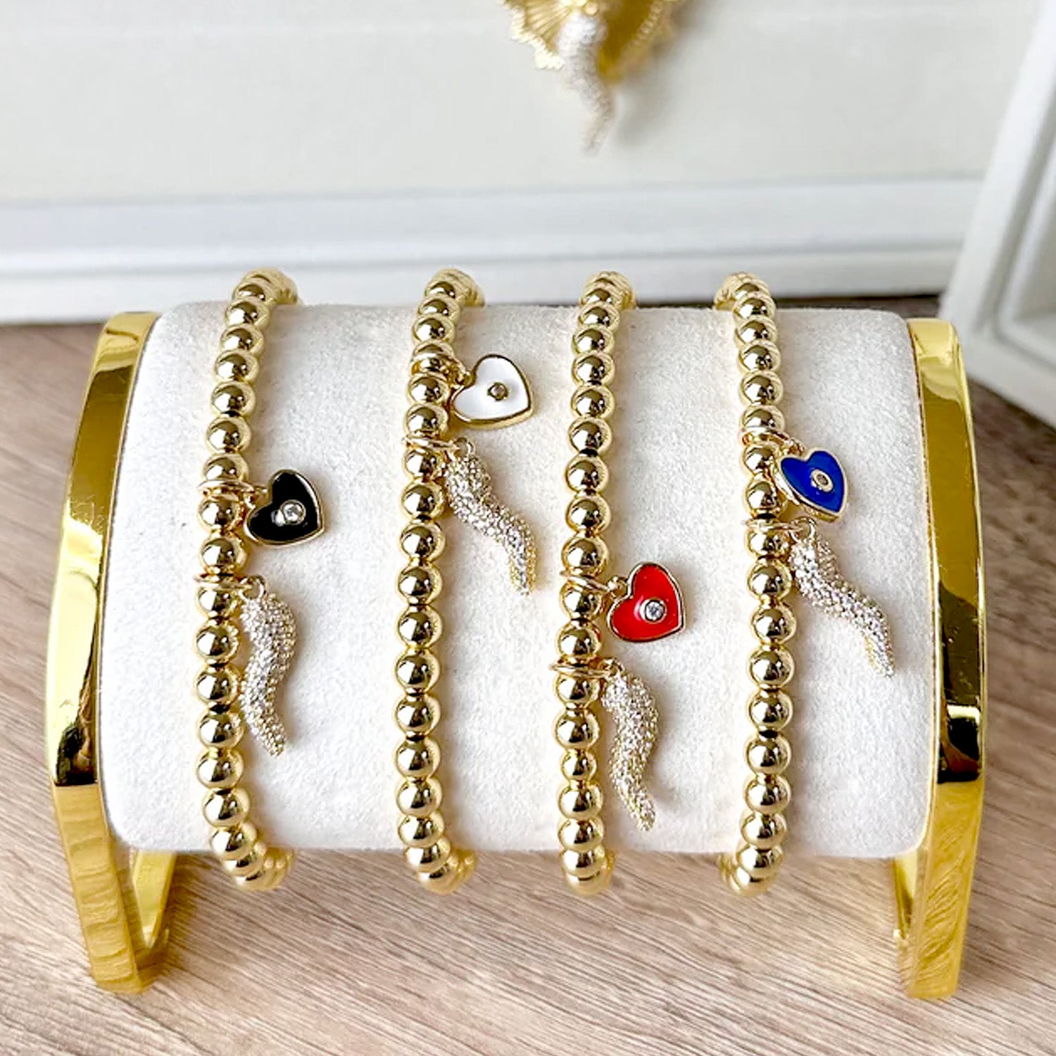 love lisa italian horn bracelet with red evil eye charm