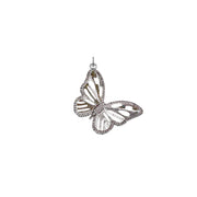 Closeup of silver butterfly charm with shimmer detail


