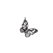 Closeup of gunmetal butterfly charm with shimmer detail

