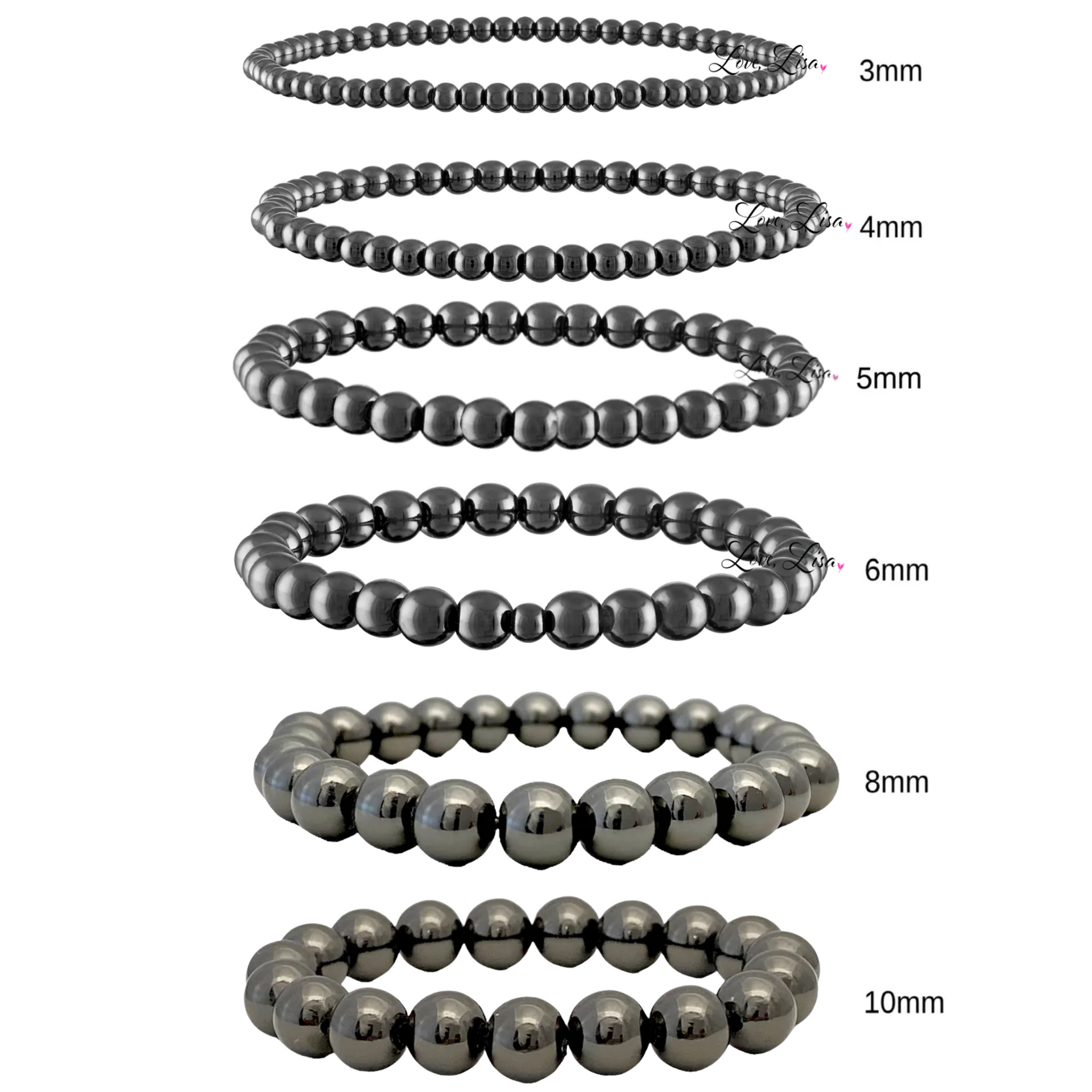 build your own stack beaded bracelets gunmetal version medium and large beads love lisa