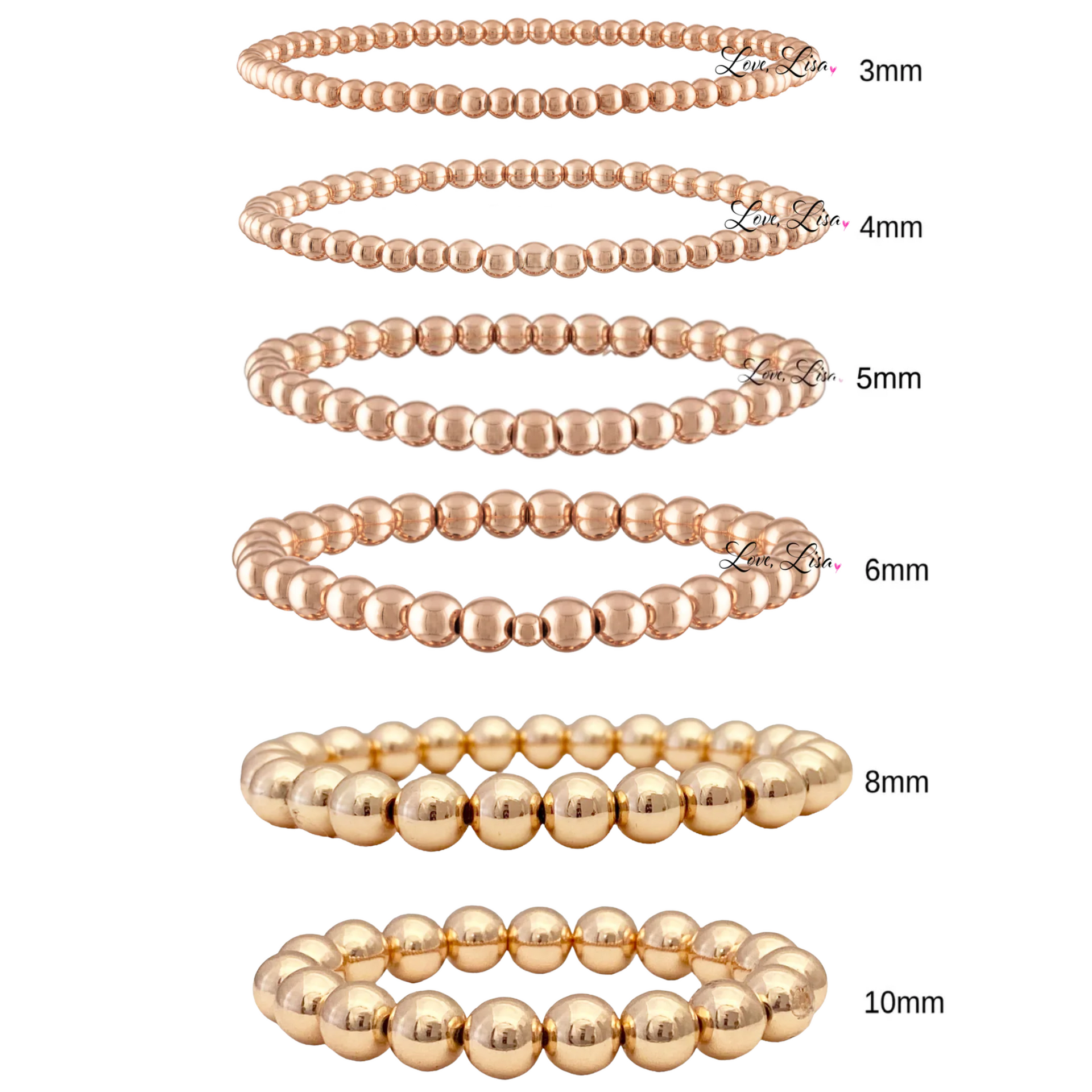 build your own stack beaded bracelets rose gold option elegant stretch design love lisa