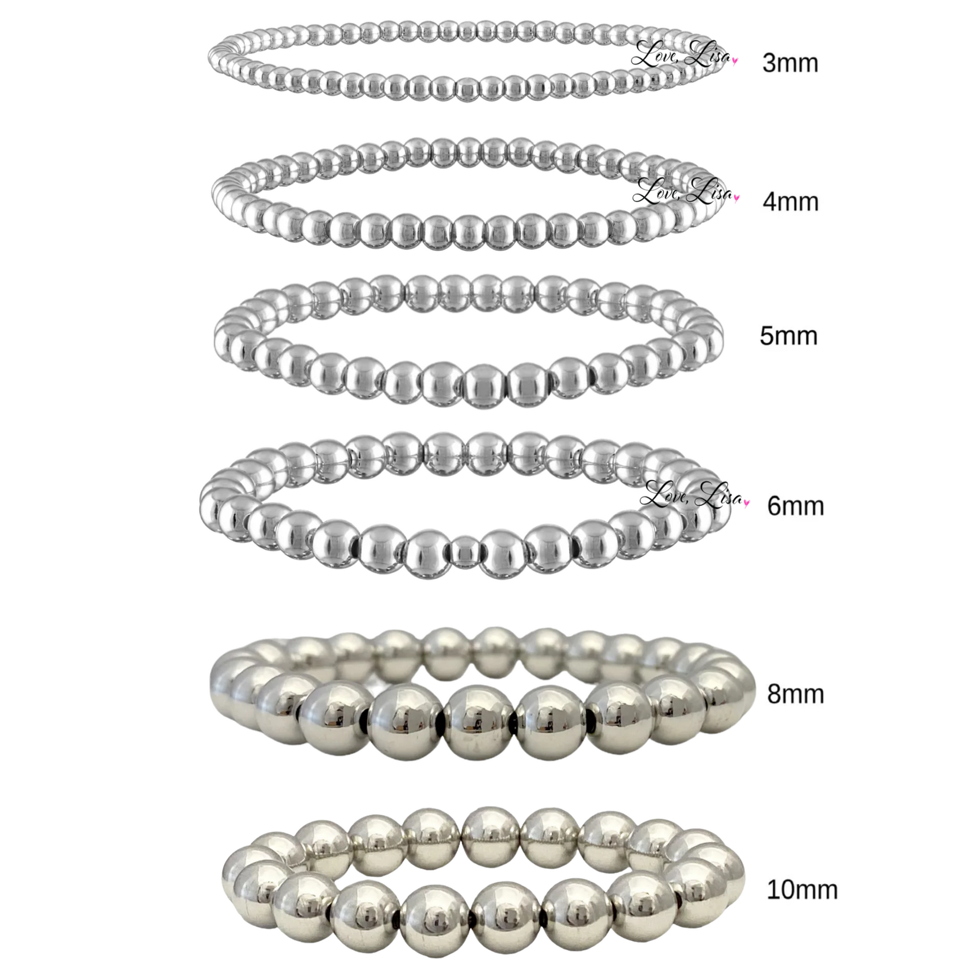build your own stack beaded bracelets silver version multiple bead sizes love lisa