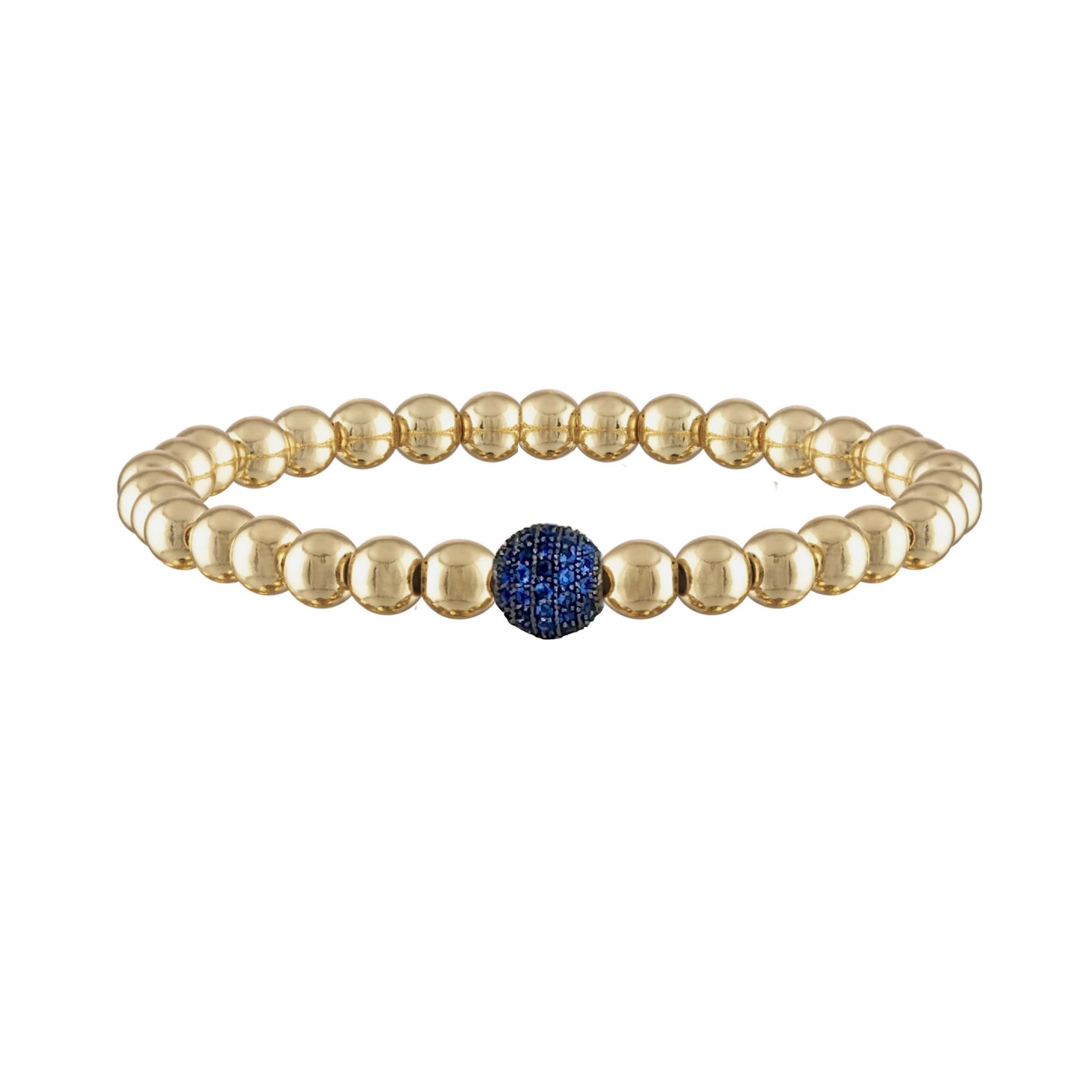 camryn colorful pave ball bracelet gold with blue pave accent bead by love lisa jewelry
