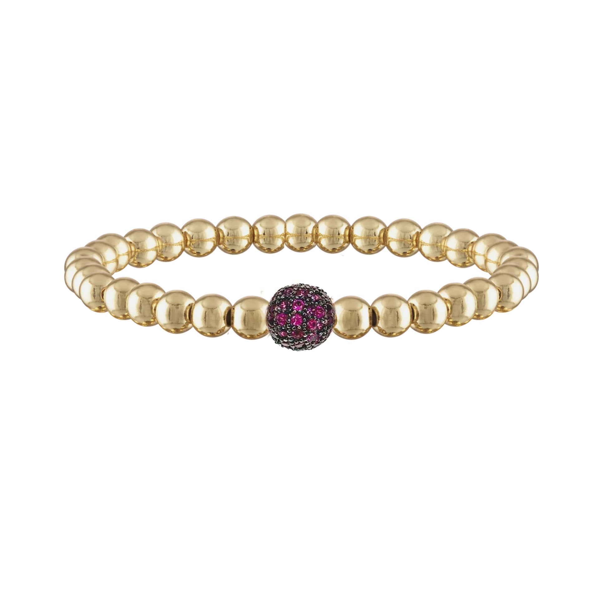 camryn colorful pave ball bracelet gold with deep pink pave bead by love lisa jewelry
