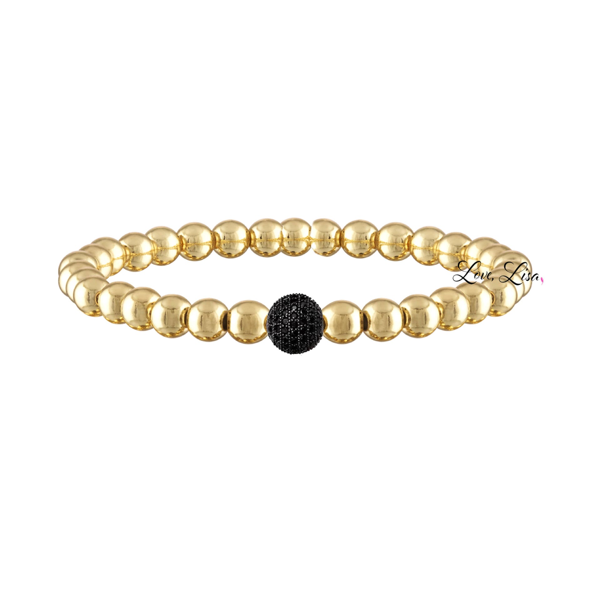 camryn colorful pave ball bracelet gold tone with black pave bead by love lisa jewelry