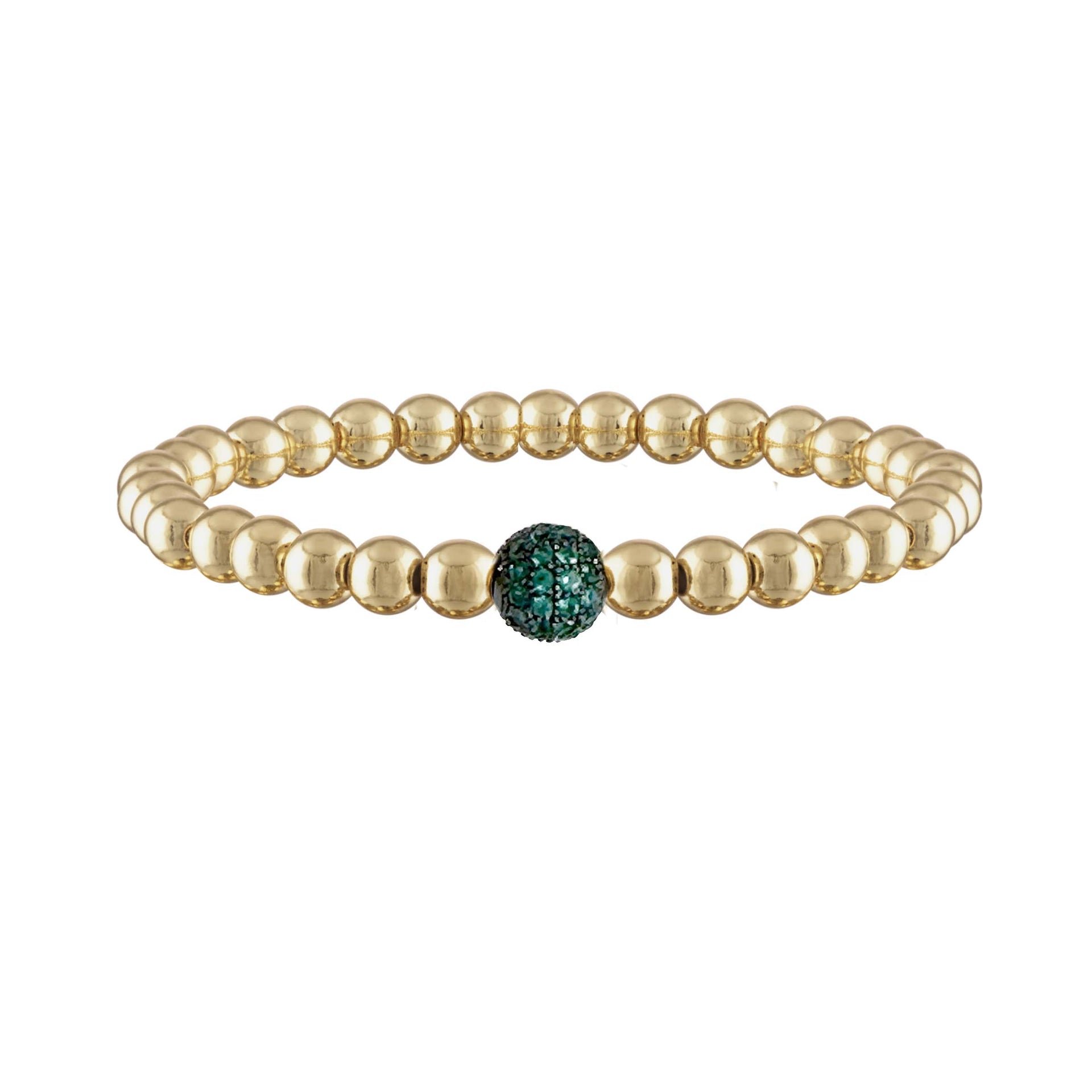 camryn colorful pave ball bracelet gold with green pave bead by love lisa jewelry