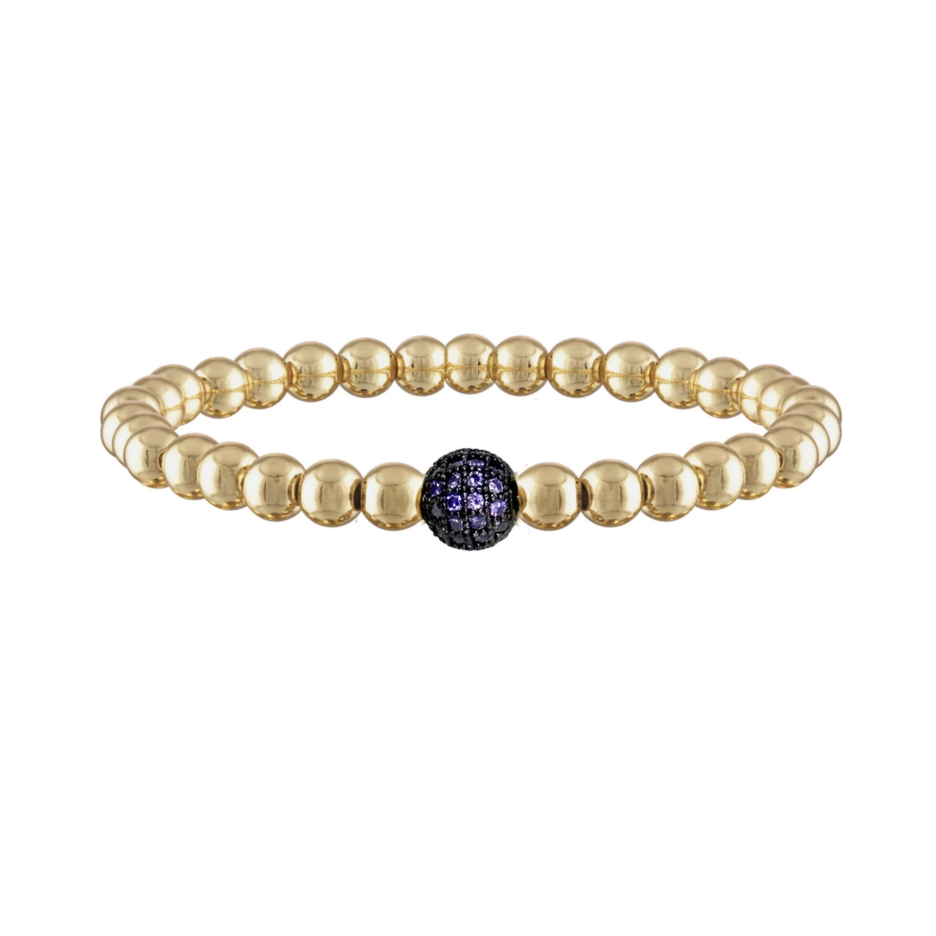 camryn colorful pave ball bracelet gold with purple pave bead by love lisa jewelry