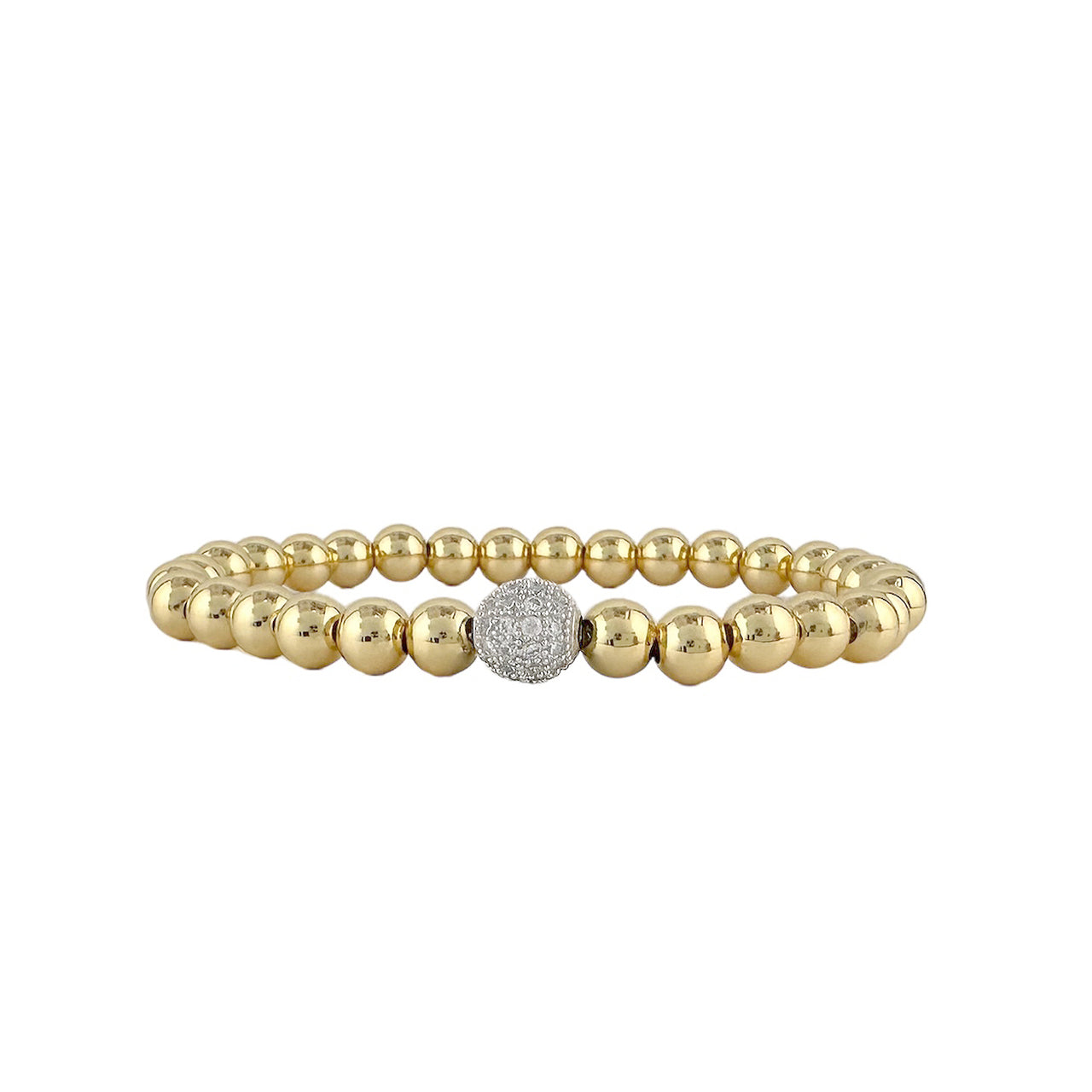 Camryn beaded ball bracelet with silver pave bead