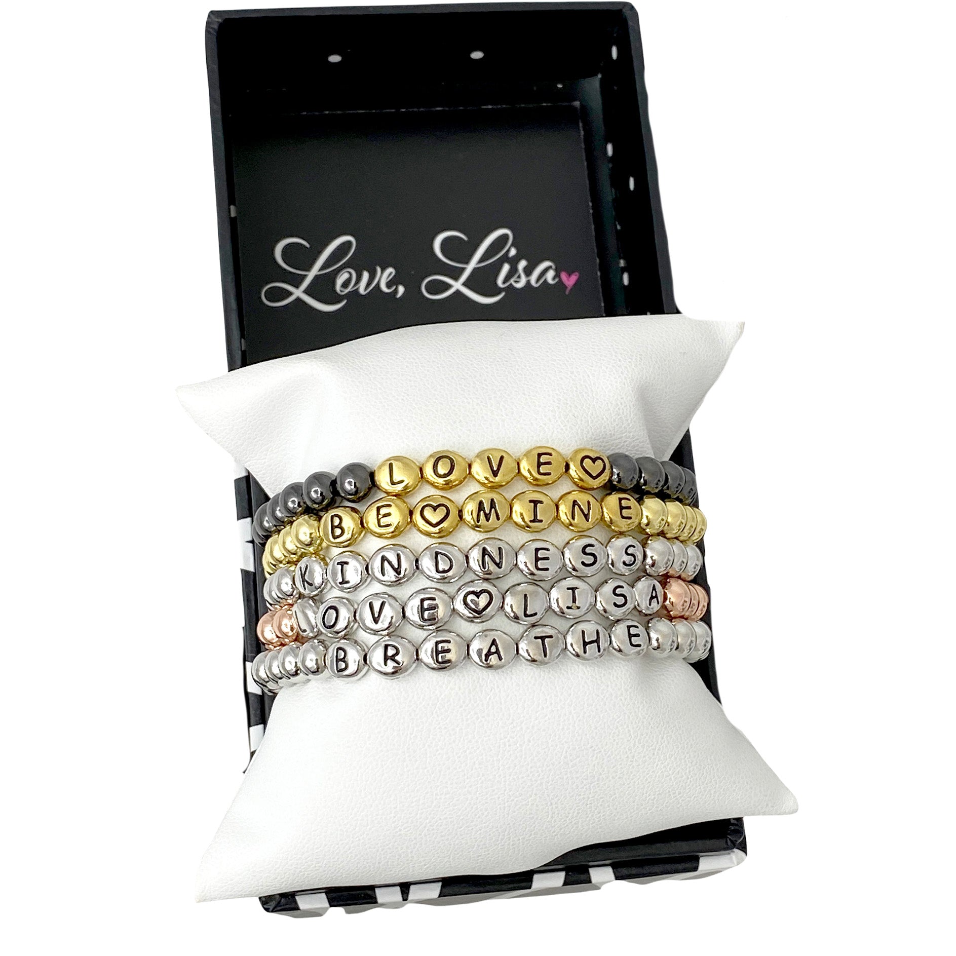 carrie personalized bracelet gift box packaging with love lisa logo