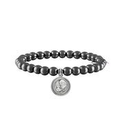 catholic medal saint beaded bracelet holy family gunmetal bracelet religious charm jewelry by love lisa