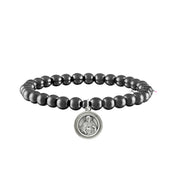 catholic medal saint beaded bracelet jesus gunmetal bracelet religious medal charm by love lisa