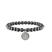 catholic medal saint beaded bracelet st benedict gunmetal bracelet with medal charm by love lisa jewelry