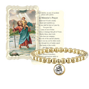 catholic medal saint beaded bracelet st christopher gold bracelet protection jewelry by love lisa with prayer card