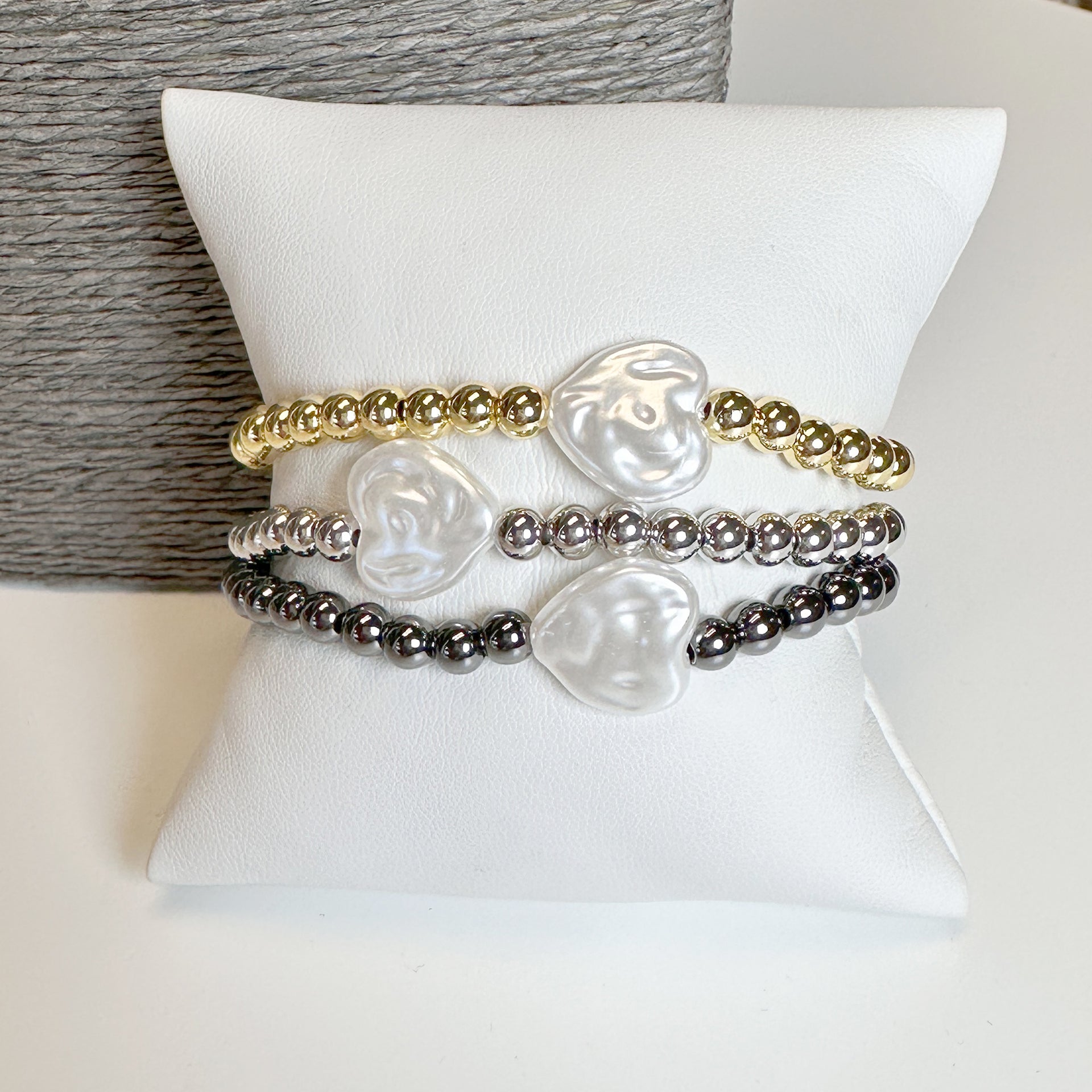 Celeste Pearl Heart Bracelet stack styling Love Lisa