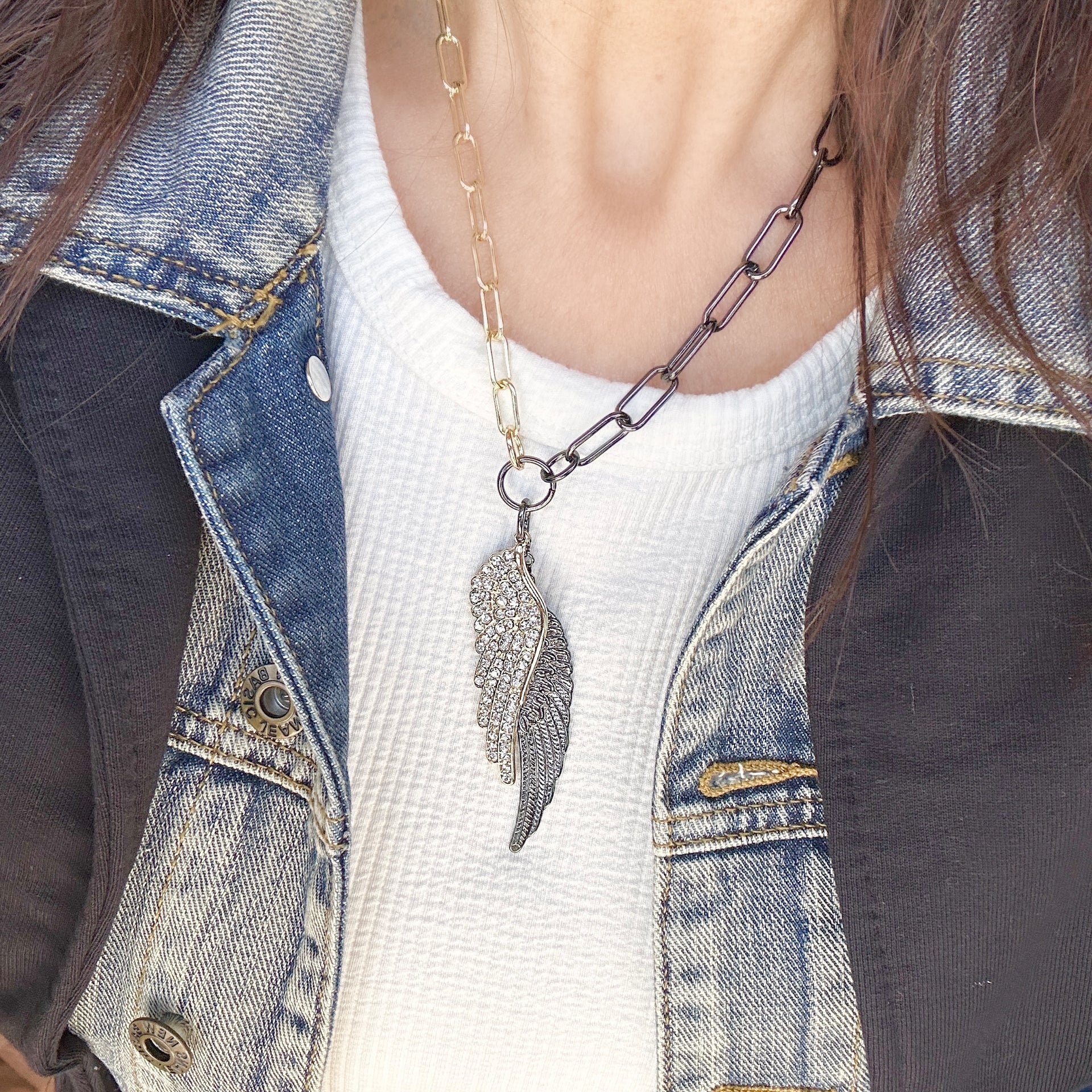 Love Lisa Celestial Angel Wings Necklace lifestyle view