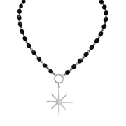  Black and silver beaded necklace with star charm