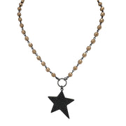 Star beaded necklace with black and gold beads by Love Lisa