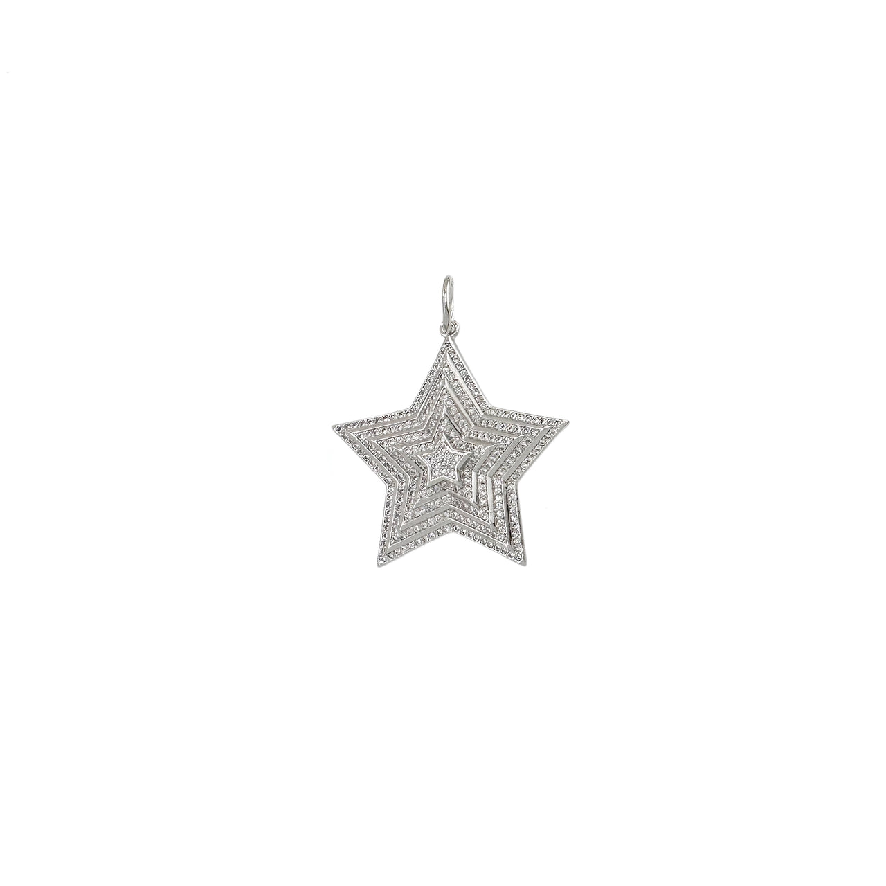Celestial Starburst 3D Pendant in silver on white background