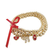 chai evil eye hamsa enamel charm bracelet stack detail