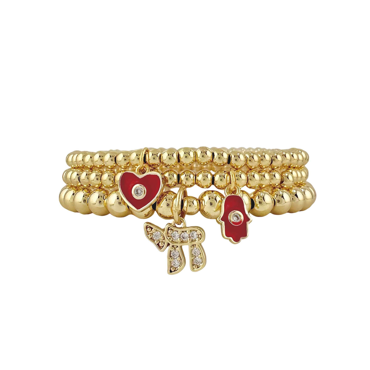 Love Lisa chai evil eye hamsa charm bracelet stack with enamel charms