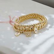 chai evil eye hamsa charm bracelet stack white enamel accents