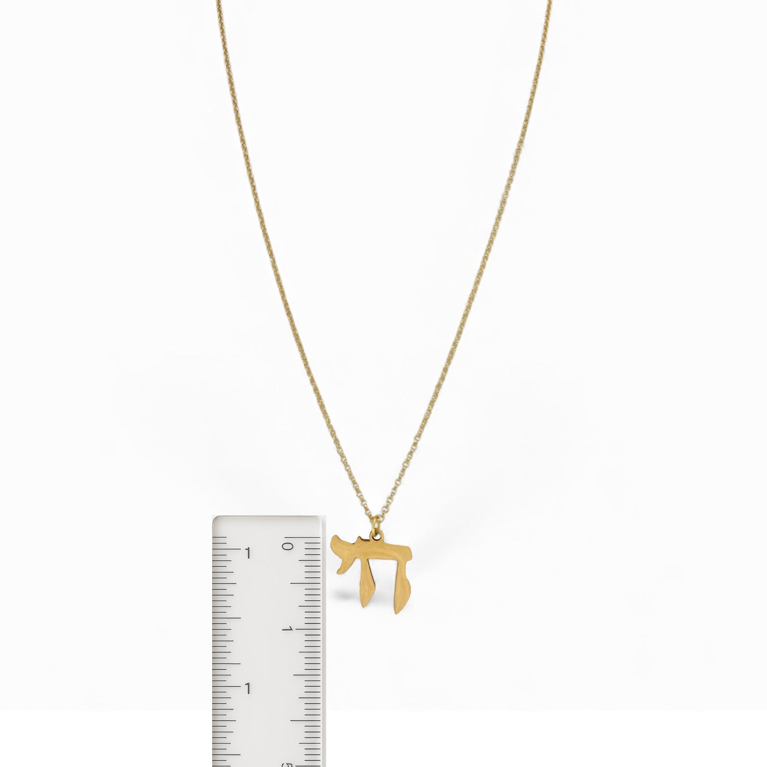 love lisa chai pendant necklace gold chai symbol necklace with ruler size reference jewelry