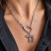 Love Lisa Chai to Life charm styled on necklace with engraved Judaica pendant details