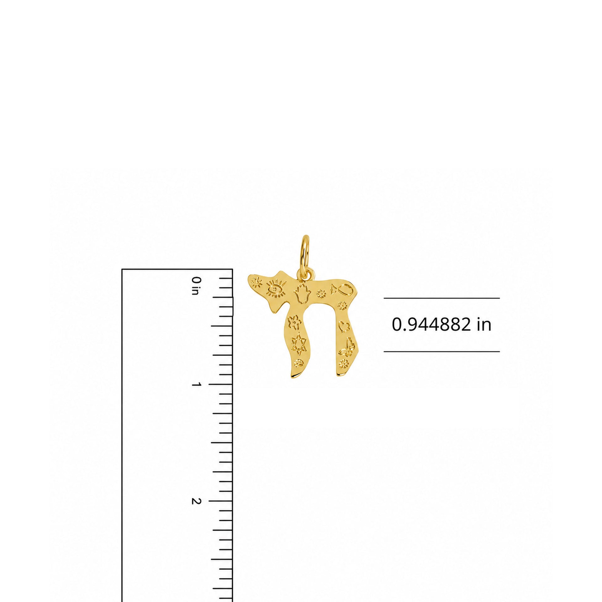 Love Lisa Chai to Life necklace pendant size image showing approximately 1 inch engraved Chai pendant