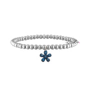 silver bracelet with blue flower charm love lisa