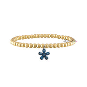 gold stretch bracelet with blue flower charm love lisa