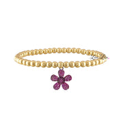 The pink flower pave charm bracelet by love lisa
