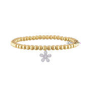 gold stretch bracelet with silver flower charm love lisa