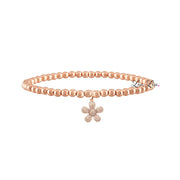 rose gold stretch bracelet with rose gold flower charm love lisa