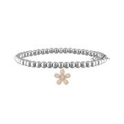 silver stretch bracelet with gold flower charm love lisa