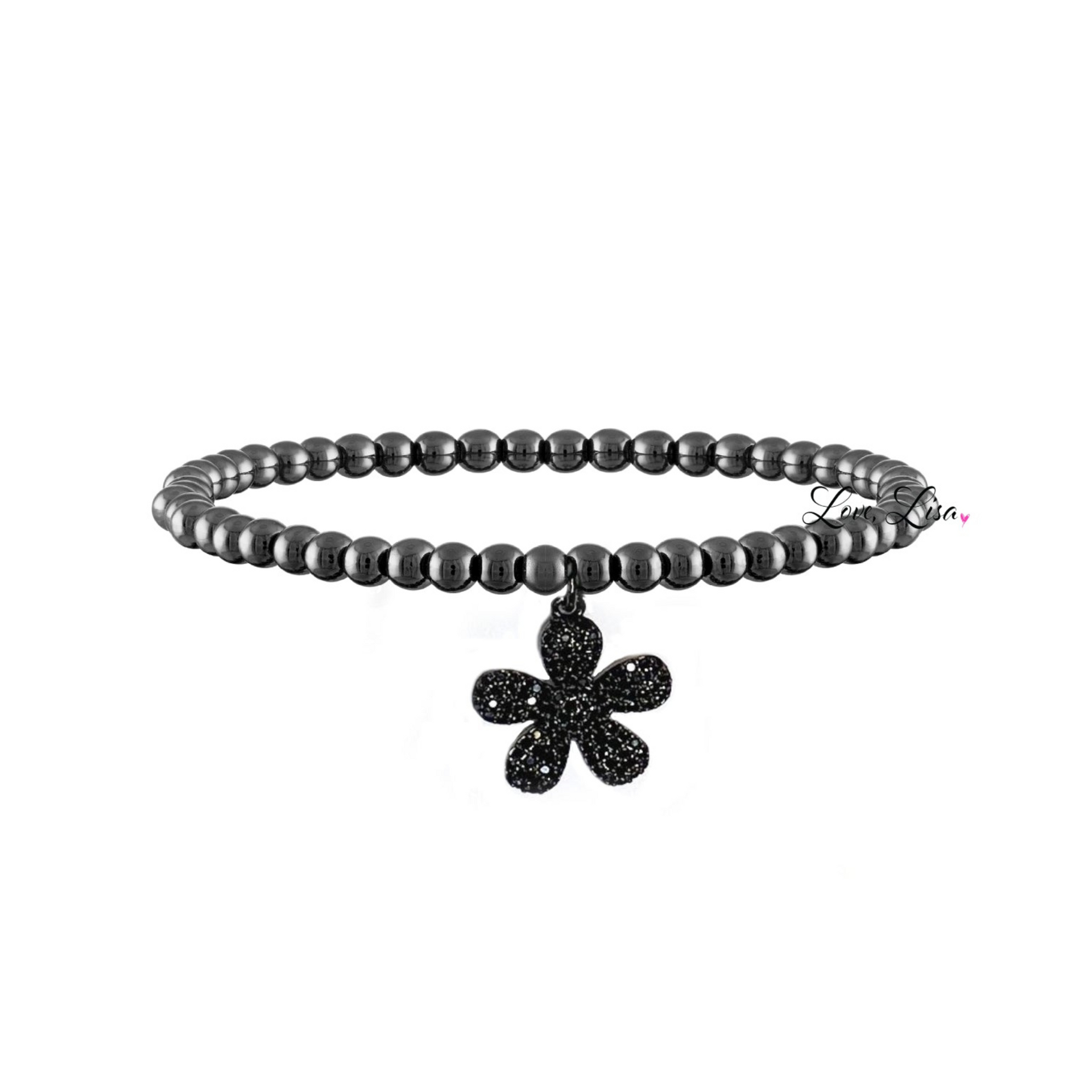 charlotte stunning flower bracelet gunmetal black crystal flower charm love lisa