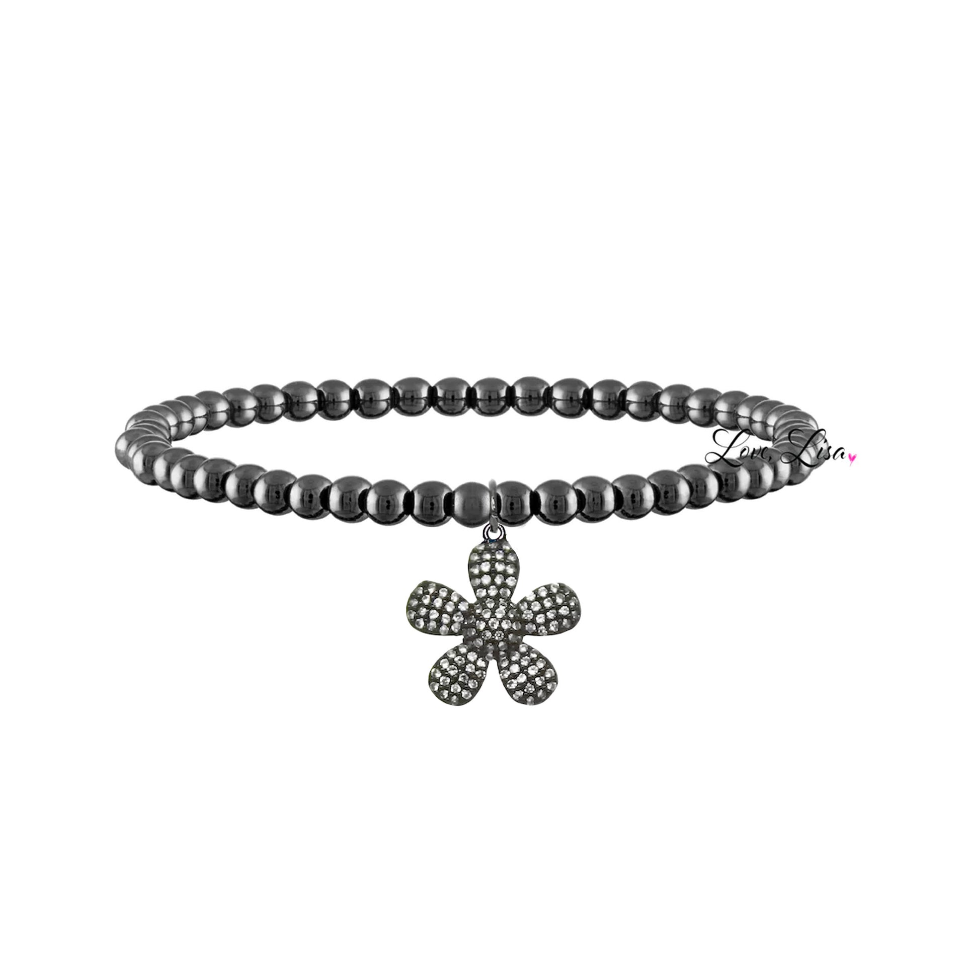 charlotte stunning flower bracelet gunmetal crystal flower charm love lisa