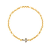 christine cross anklet gold side by side cross beaded anklet