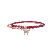 Pink and rose gold crystal anklet with rose gold butterfly charm