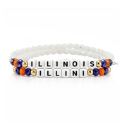 custom college name bracelet Illinois school colors faceted crystal beads personalized bracelet