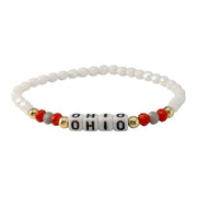 custom Ohio college name bracelet red white school colors custom beaded bracelet