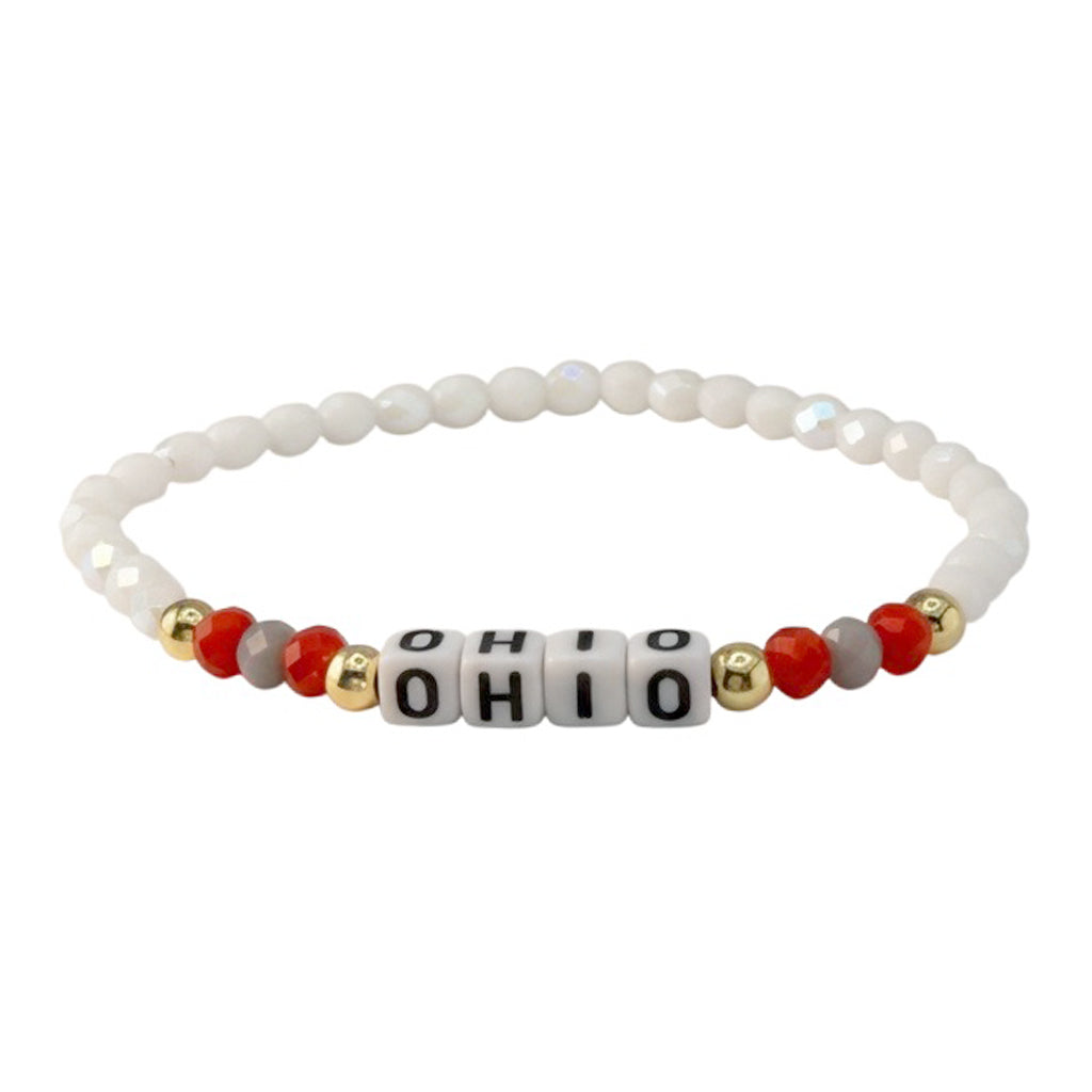 custom Ohio college name bracelet red white school colors custom beaded bracelet